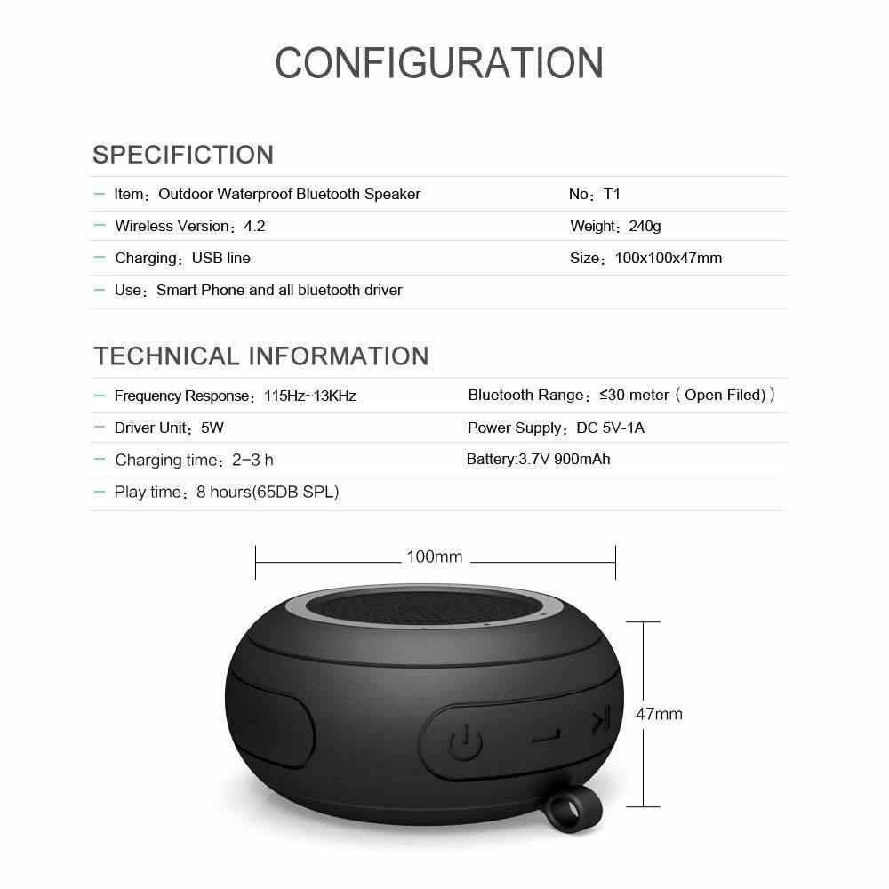 Cyboris Ipx7 Waterproof Outdoor Bluetooth Speaker Swimming Pool Floating Portable Mini Speakers Wireless 5W With Microphone & Tws for Beach, Bathroom, Home, Shower