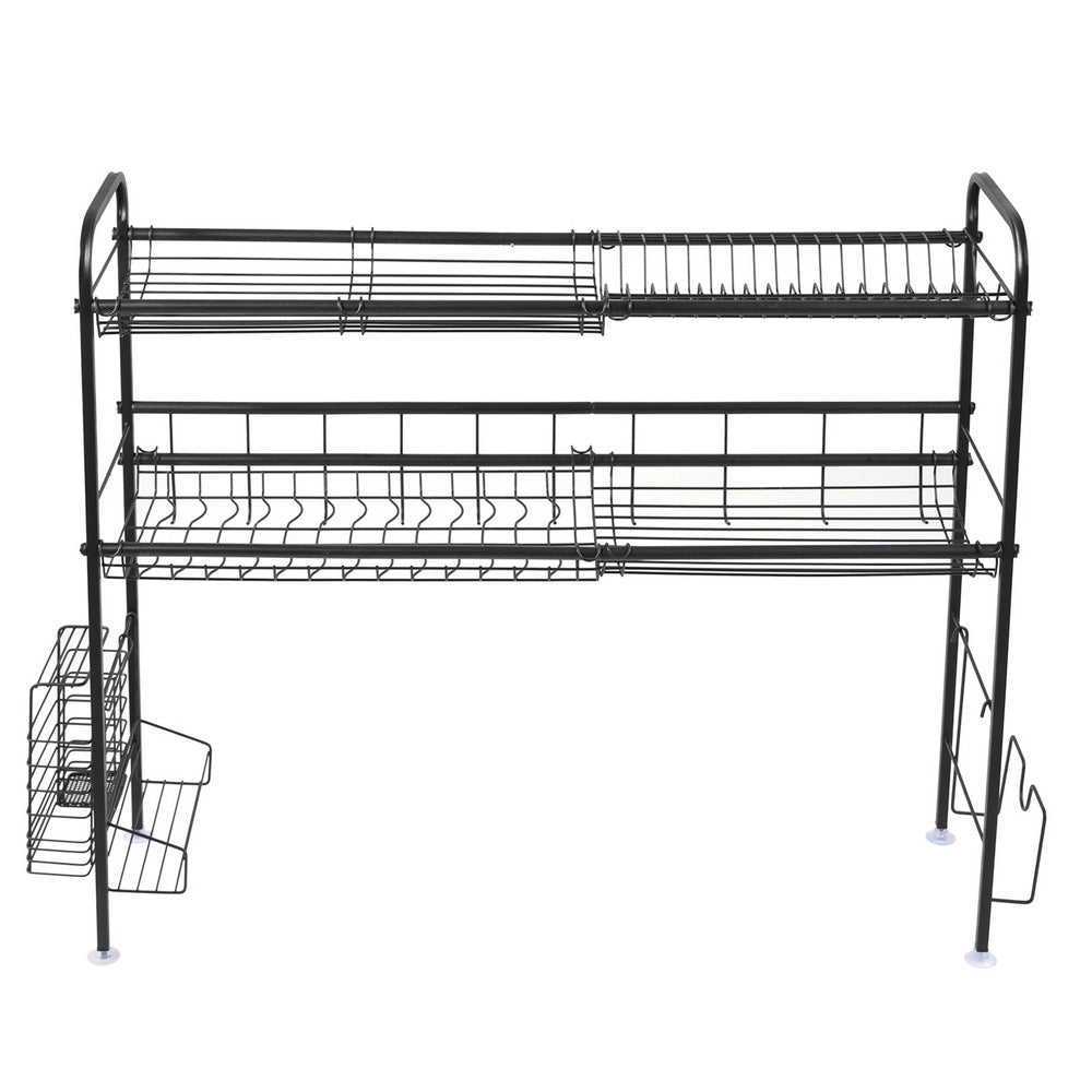 Over Sink Dish Rack, 2 Tier Stainless Steel Dish Rack Rustproof Durable Above Kitchen Sink Shelf Dish Drainer RT