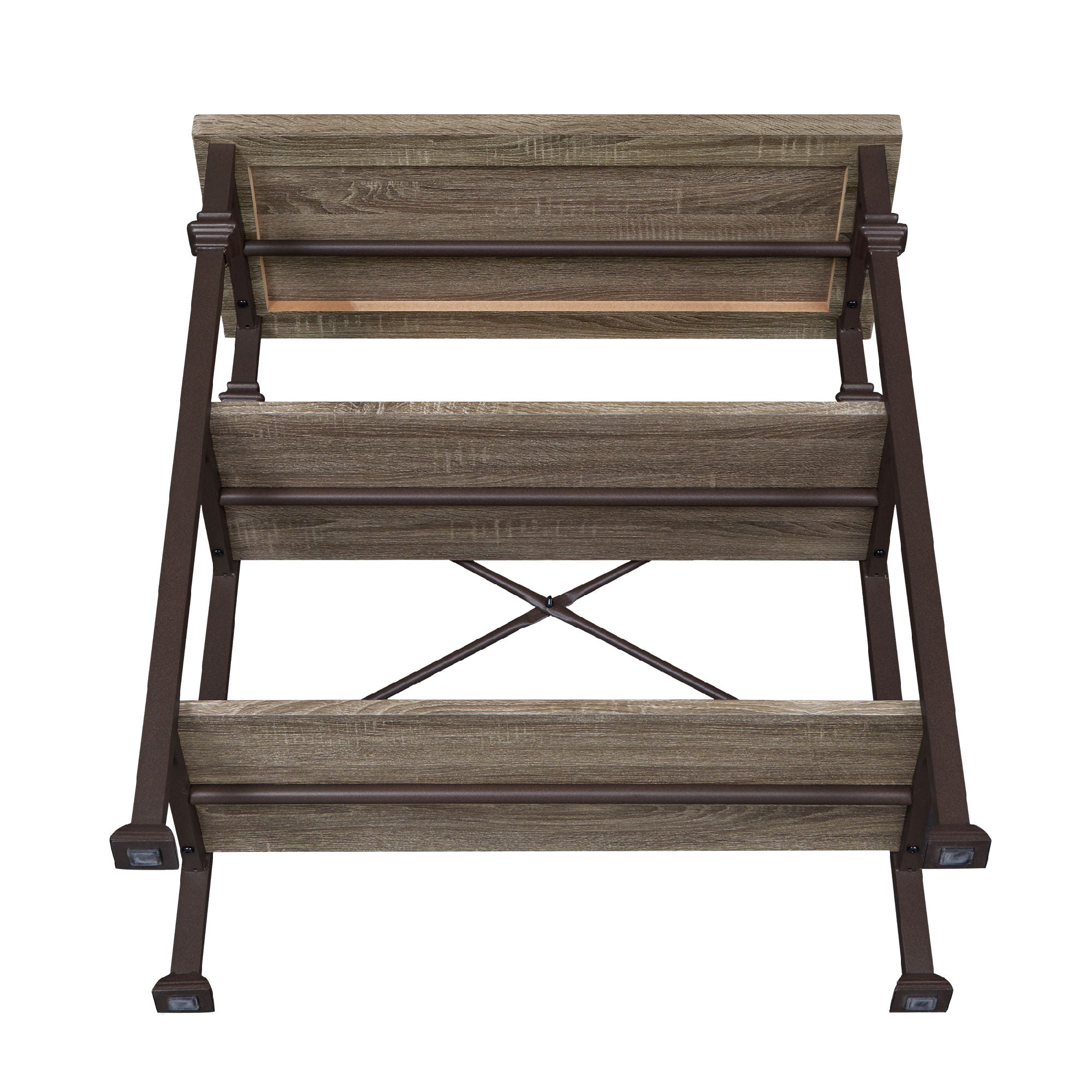 Free shipping 3-Tier Bookshelf, Rustic Industrial Style Bookcase Furniture, Free Standing Storage Shelves for Living Room Bedroom and Kitchen, Grey Oak