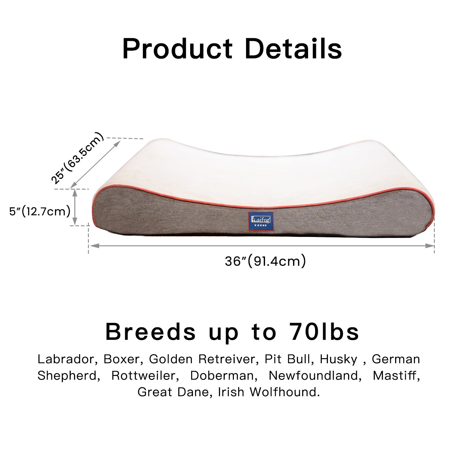 Orthopedic Foam Mattress Dog Bed Contour Bed with Removable Washable Cover and Waterproof Liner Nonskid Bottom - Friendly Design Ideal for Crate or Kennel