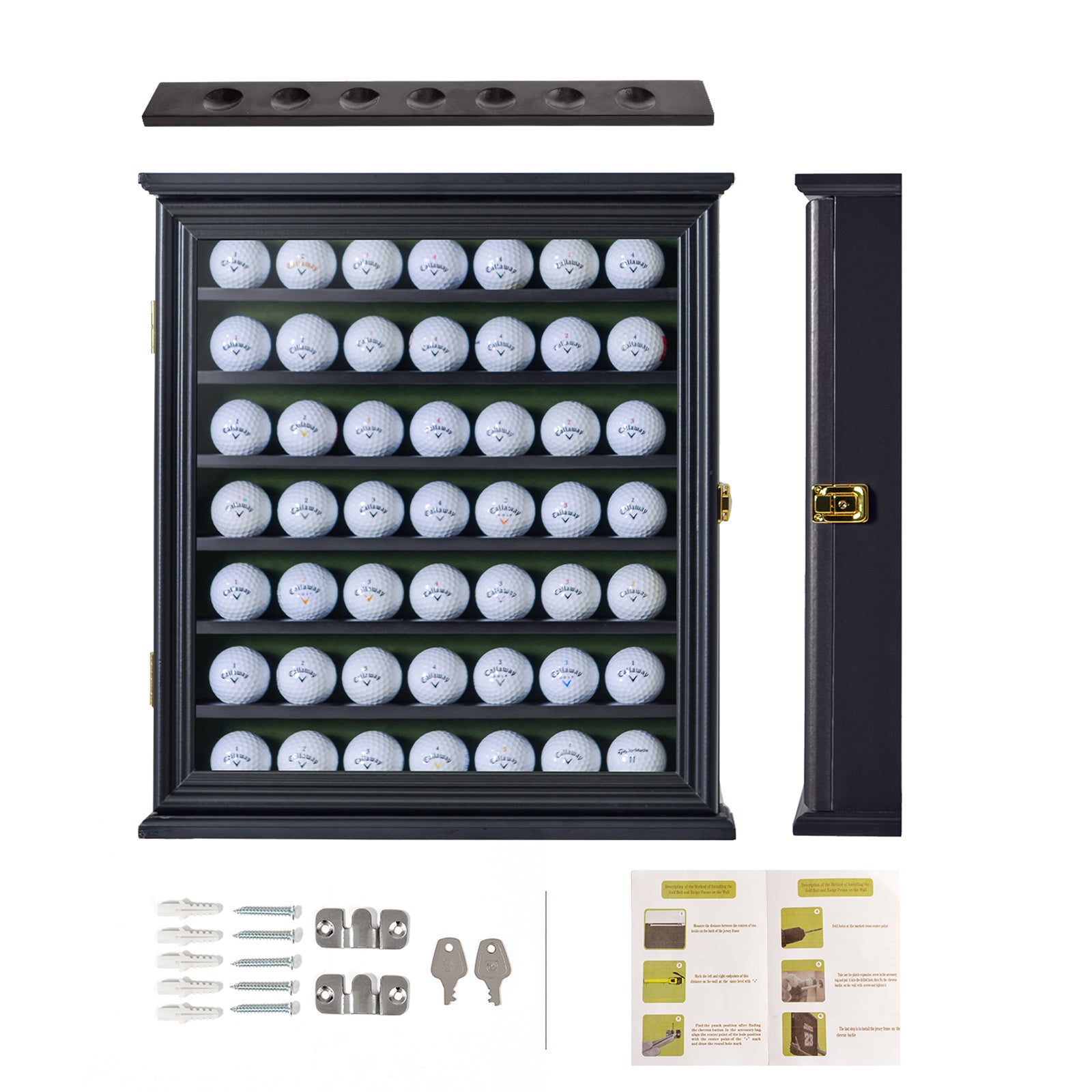 49 Golf Ball Display Case Cabinet Wall Rack Holder w/98% UV Protection Lockable XH