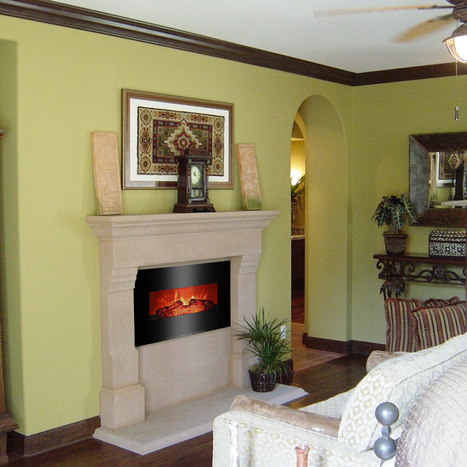 26 Inch 3DInfrared Mounted Electric Fireplace Insert Portable Indoor Space Heater 1400W