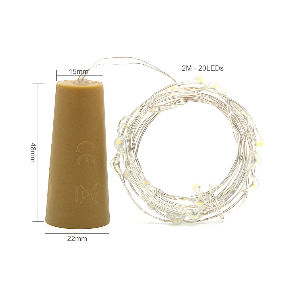 2m 20 LED Mini Bottle Stopper Lamp String Bar Decoration String Light Colorful Light Earth Color Full YJ
