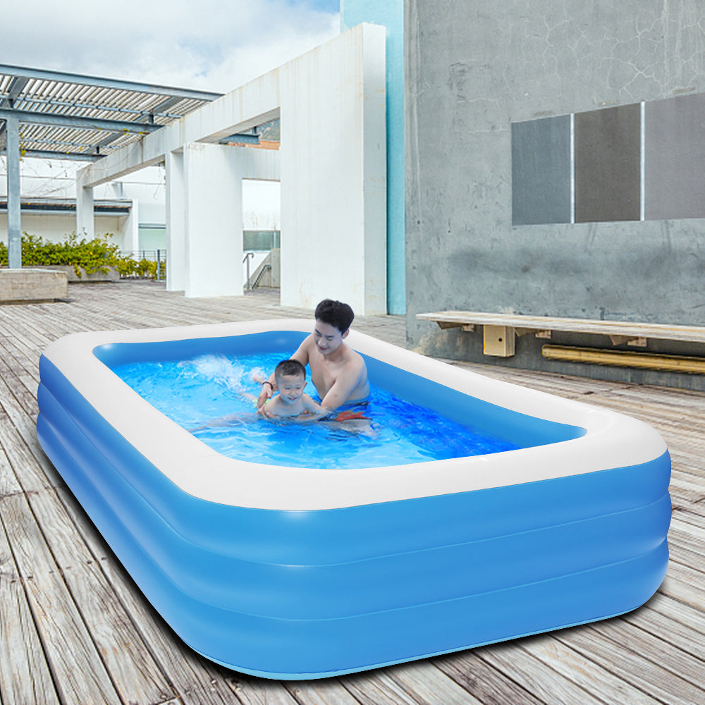 Free shipping 120*72*22in blue PVC cuboid with wall thickness of 0.3mm for inflatable swimming pool Full-Sized Family Kiddie Blow up Pool for Kids, Adults, Baby, Children, Thick Wear-Resistant Big YJ