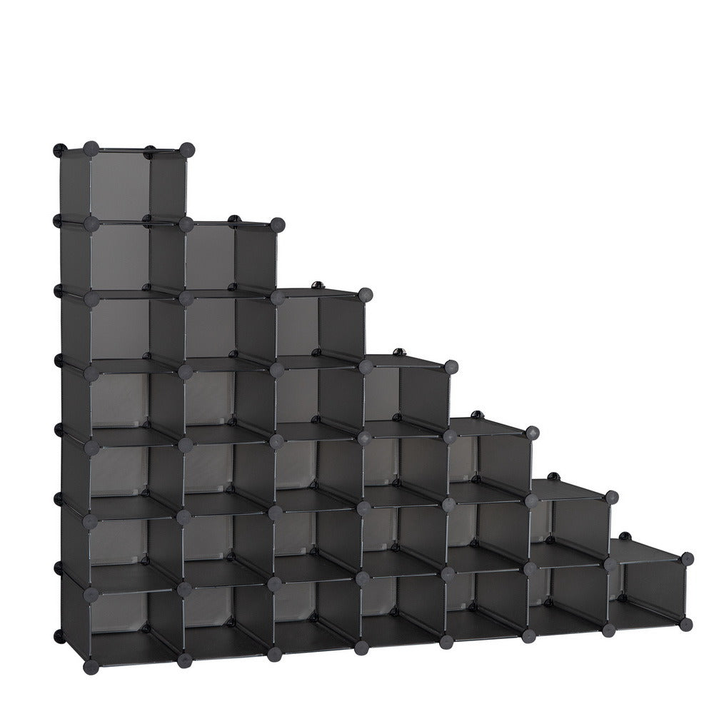 7-Tier Shoe Rack, Space Saving 28-Pair Plastic Shoe Units, Cabinet Storage Organizer, Ideal for Entryway Hallway Bathroom Living Room and Corridor XH