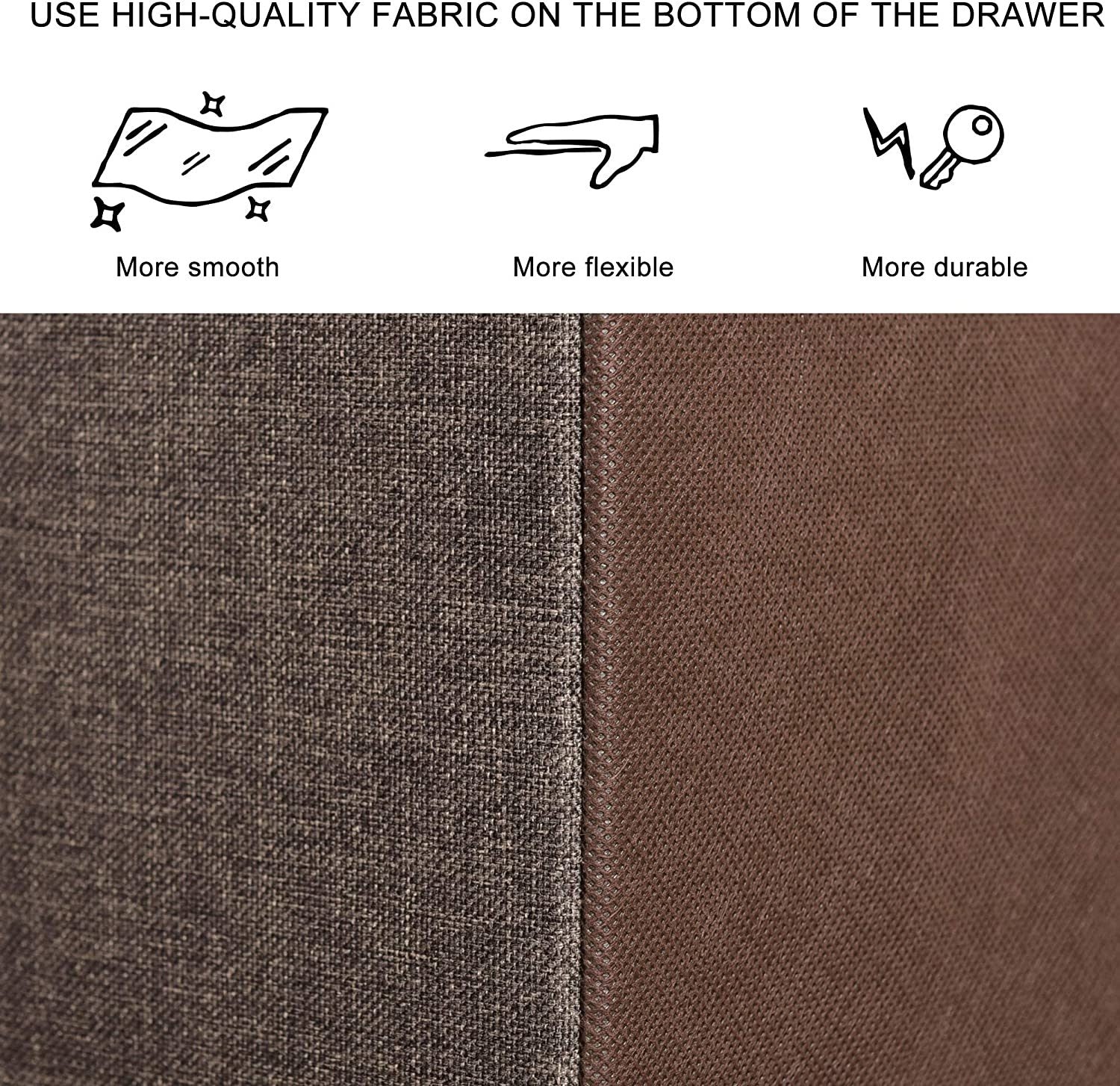 Dresser Closet with 6 Drawers, Storage Tower Unit for Bedroom, Hallway, Closet, Office Organization, Wood Top, Easy Pull Fabric Bins - Brown