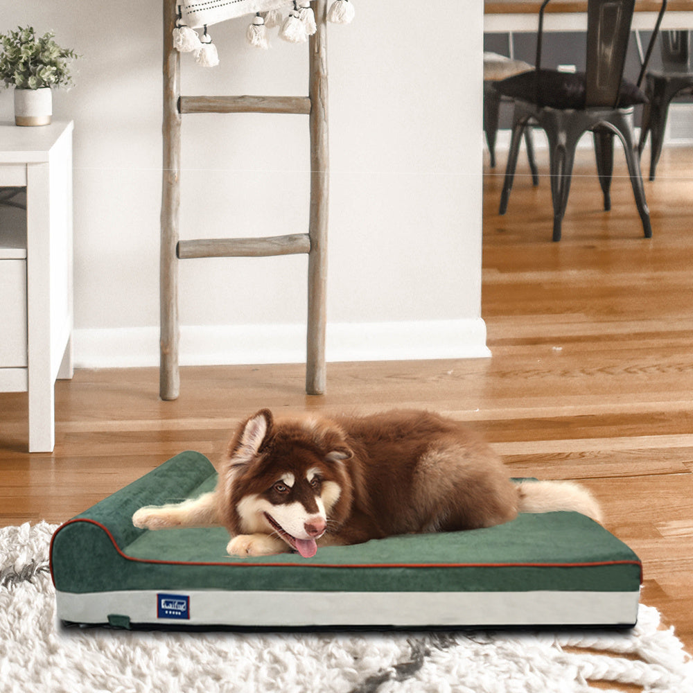 Orthopedic Memory Foam Dog Bed with Pillow and Durable Water Proof Liner & Removable Washable Cover & Smart Design, Extra Large
