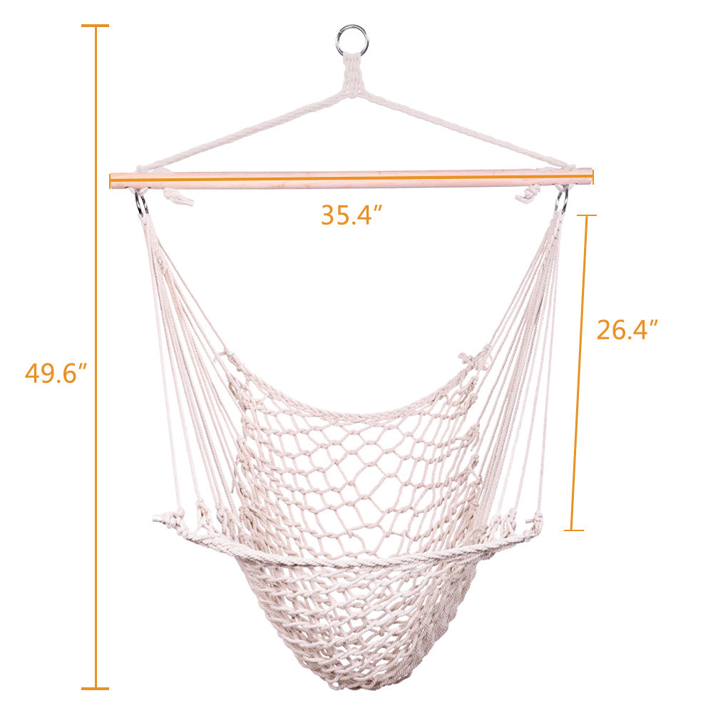 Free shipping 2pcs Indoor Outdoor Garden Cotton Hanging Rope Air/Sky Chair Swing Beige Hammocks YJ