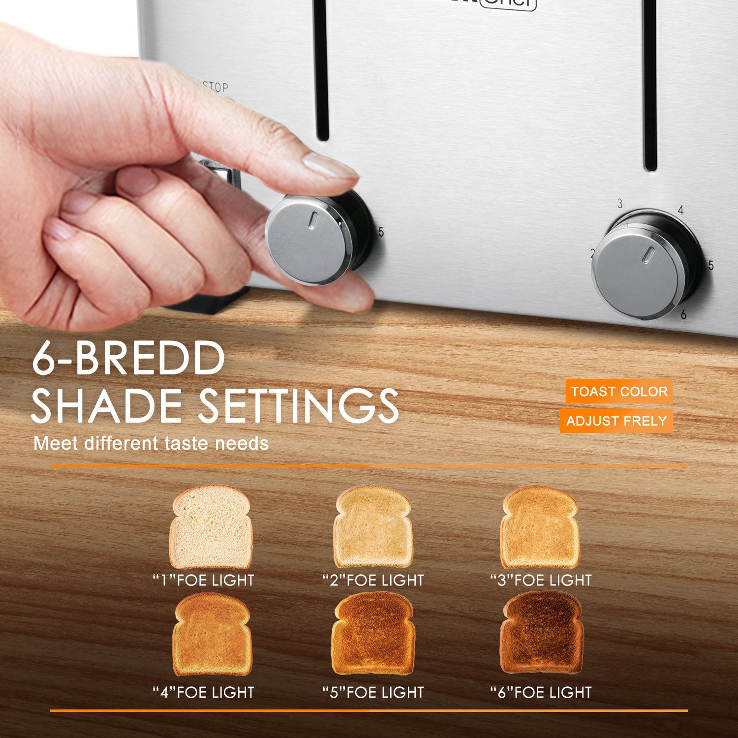 Toaster 4 Slice, Geek Chef Stainless Steel Extra-Wide Slot Toaster with Dual Control Panels of Bagel/Defrost/Cancel Function, 6 Toasting Bread Shade Settings, Removable Crumb Trays, Auto Pop-Up