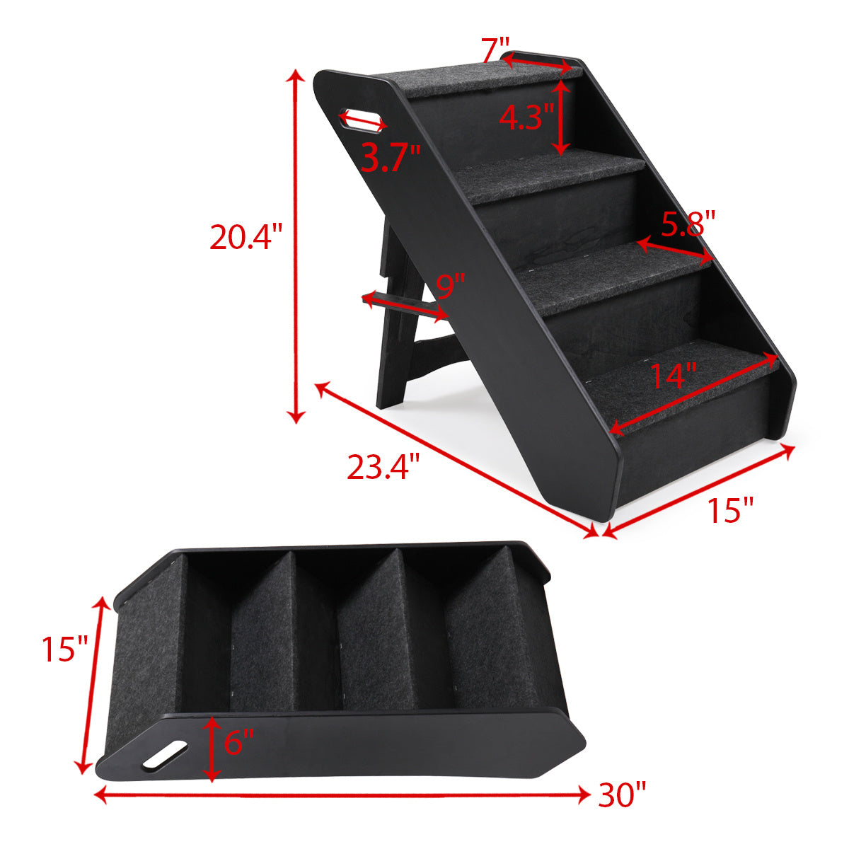 Four-Step wooden pet ladder, Jumping Support Safe Access to Sofa, for dogs and cats