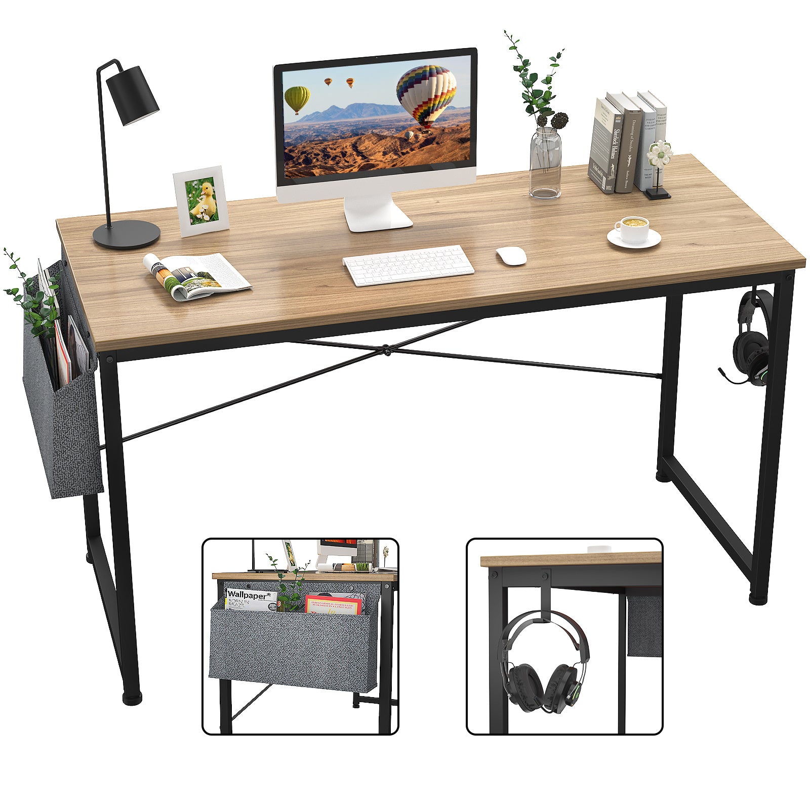 Free shipping Computer Desk 47 inch Home Office Writing Study Desk, Modern Simple Style Laptop Table with Storage Bag multicolor