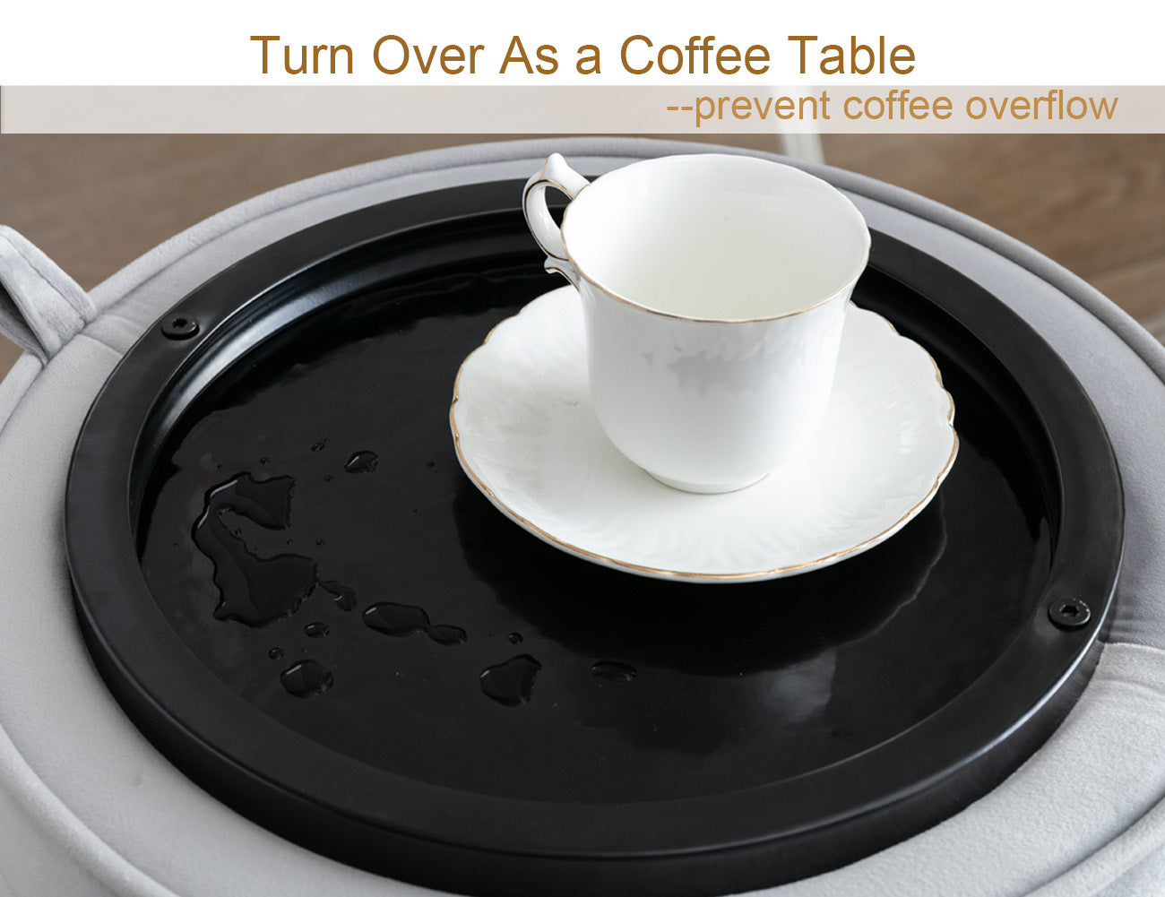 CoVibrant Velvet Vanity Stool with Storage and Tray Mid Century Small Round Ottoman for Bedroom Makeup Desk Living Room