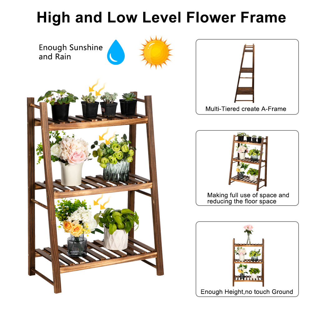 3 Tier Wooden Plant Stand Bonsai Display Flower Shelf Outdoor Indoor Home Garden