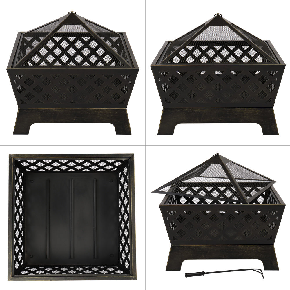 26.4" Fireplace Backyard Wood Burn Heater Steel Bowl Star Patio Fire Pit Outdoor