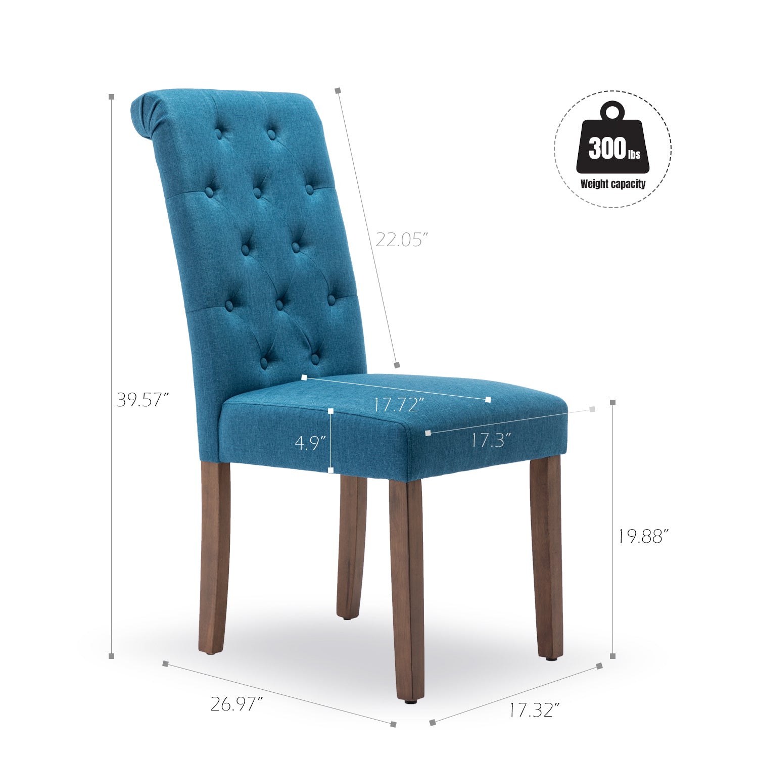 Free Shipping Qwork Furniture Classic Fabric Dining Chair with Wooden Legs - Set of 2