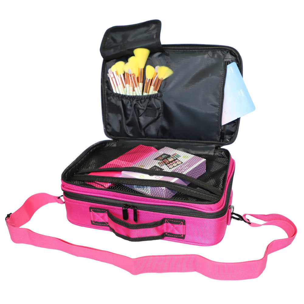 Professional High-capacity Multilayer Portable Travel Makeup Bag with Shoulder Strap (Small) YF