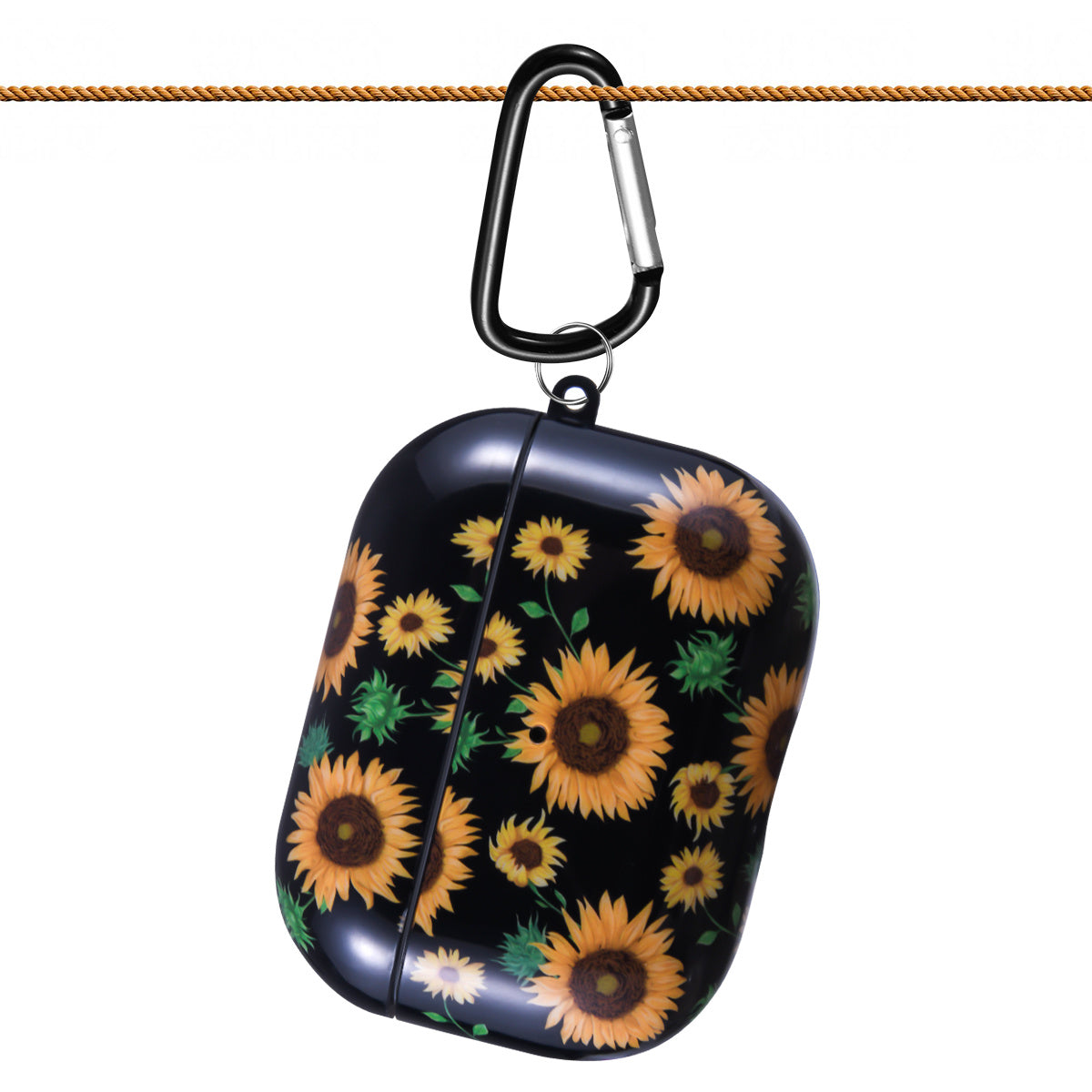 Case Cover with Sunflower Skin,OLEBAND Cute Hard Protective Shockproof Accessory with Keychain for Men Women and Girls,Compatible for Apple Airpods Pro 3 Charging Case Front LED
