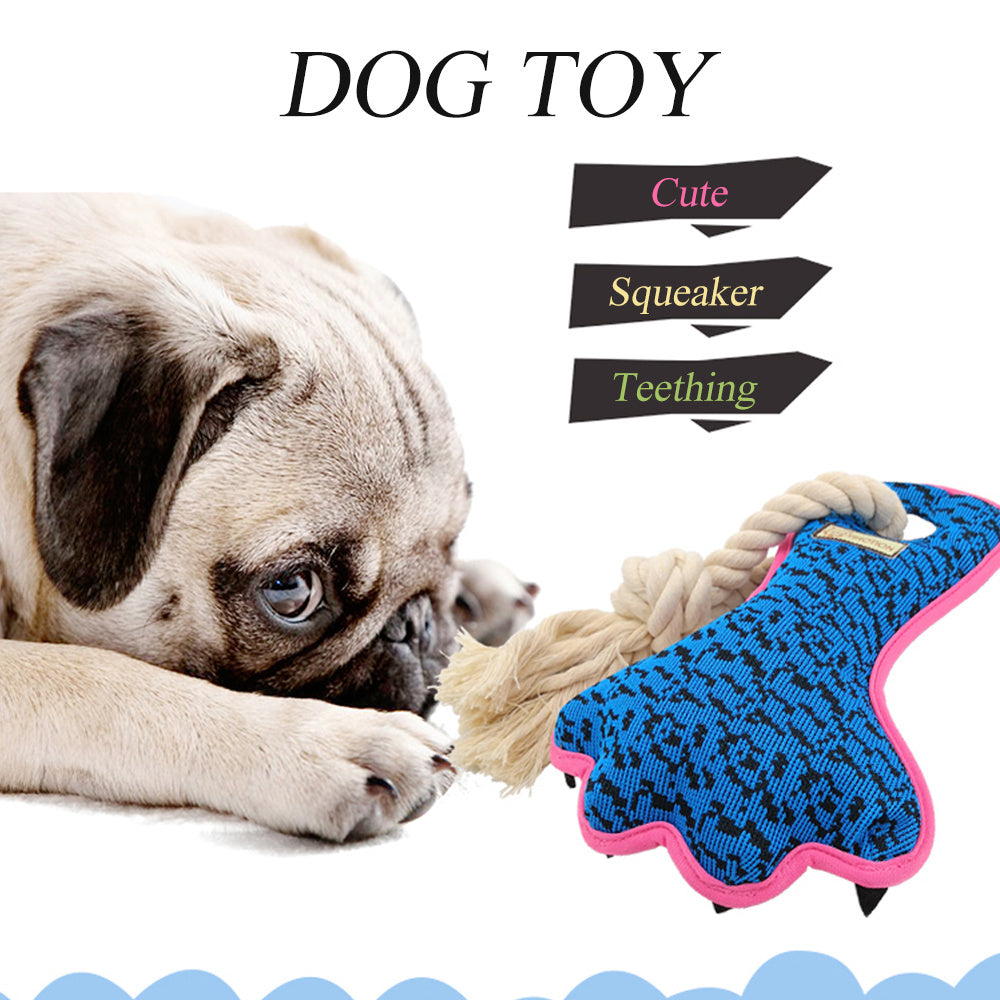 J.CARP Cute Durable Cotton Rope Squeaky Paw Shaped Dog Toy for Aggressive Chewers, Paw