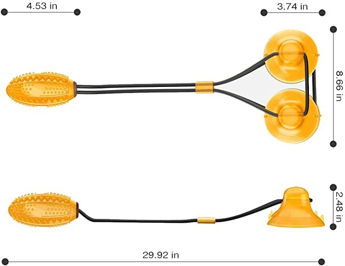 Two Suction Cup Tug Dog Toy, Dog Self-Playing Tug of War Pet Molar Bite Toy with Suction pup tug Toy, Chew Ball Dog Rope Toy for Biting and Food Dispensing