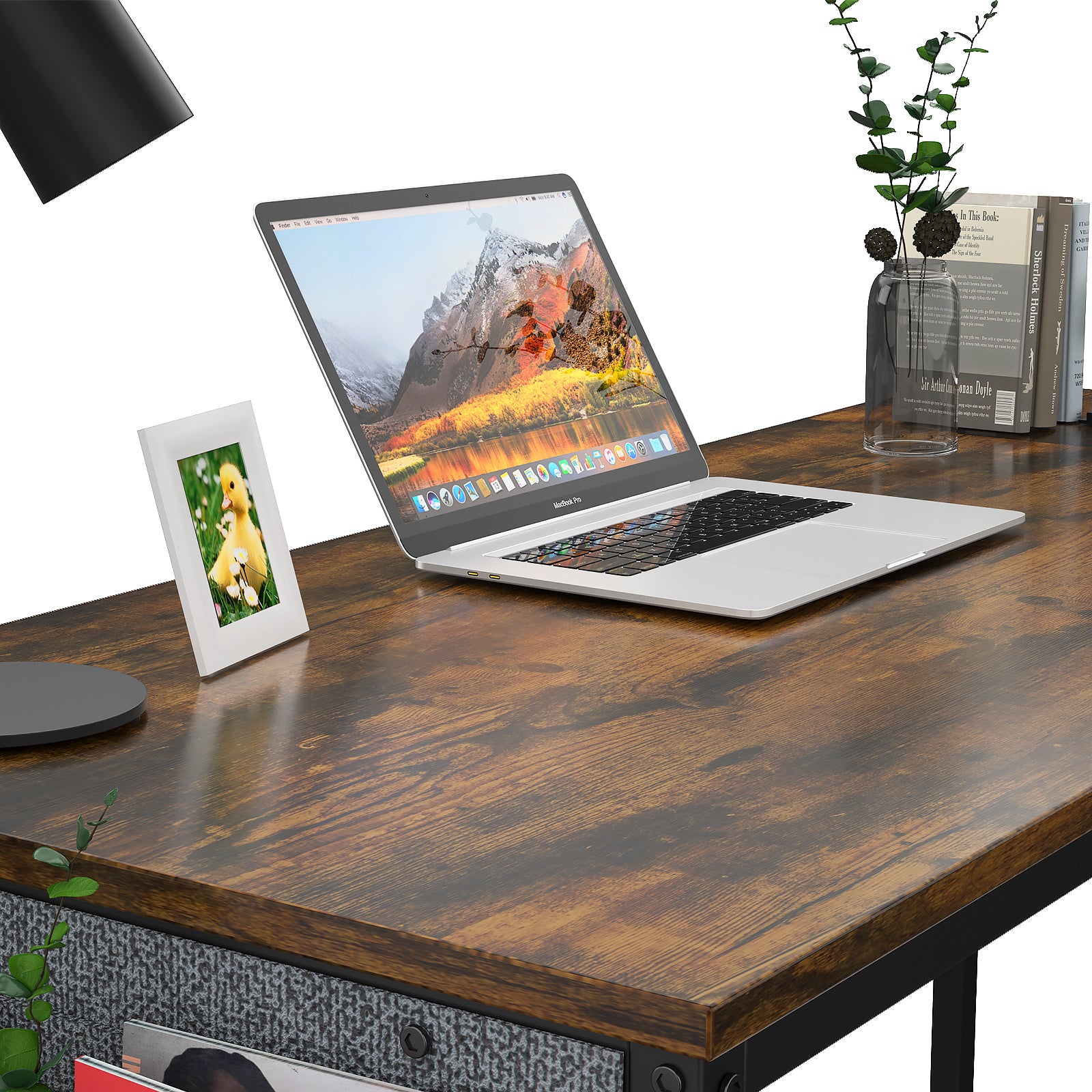 Free shipping Computer Desk 47 inch Home Office Writing Study Desk, Modern Simple Style Laptop Table with Storage Bag multicolor