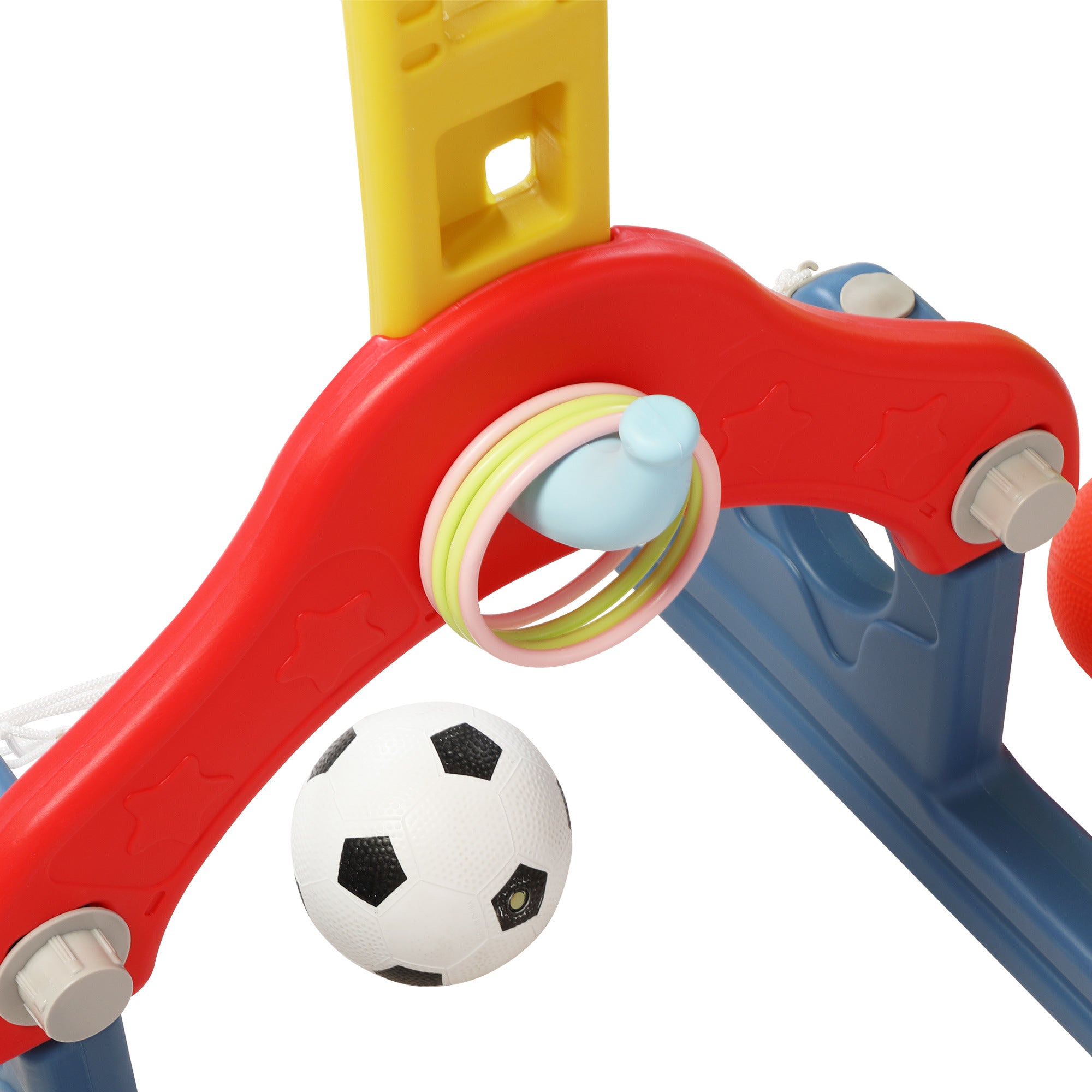 Children Slide Swing Set, 5-in-1 Combination Activity Center Freestanding Slides Playset for Kids Indoor Toddler Climbing Stairs Toy with Basketball Hoop Game Outdoor Playground XH