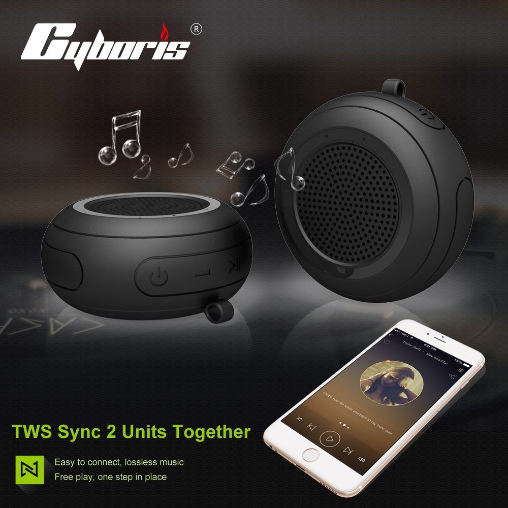 Cyboris Ipx7 Waterproof Outdoor Bluetooth Speaker Swimming Pool Floating Portable Mini Speakers Wireless 5W With Microphone & Tws for Beach, Bathroom, Home, Shower