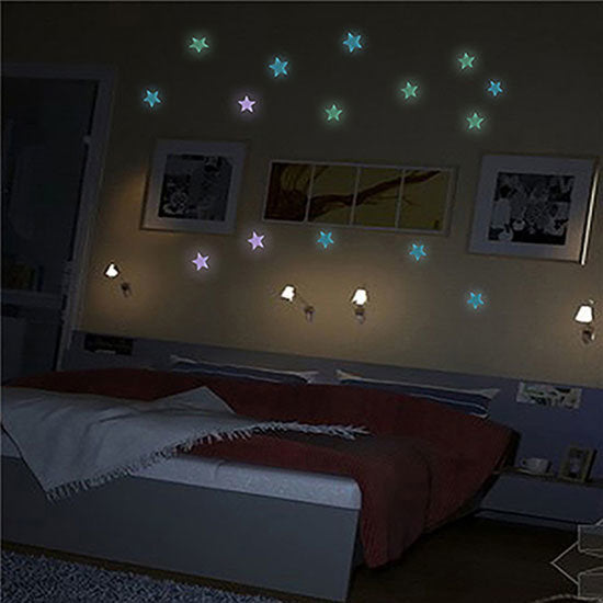 100/40Pcs 3D Glow in the Dark Stars Ceiling Wall Stickers Cute Living Home Decor