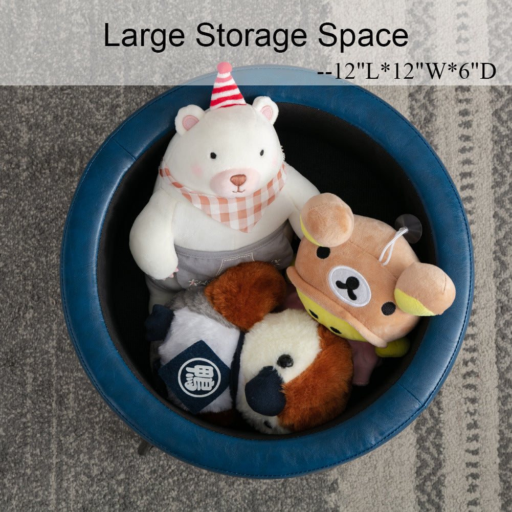 CoVibrant Velvet Vanity Stool with Storage and Tray Mid Century Small Round Ottoman for Bedroom Makeup Desk Living Room