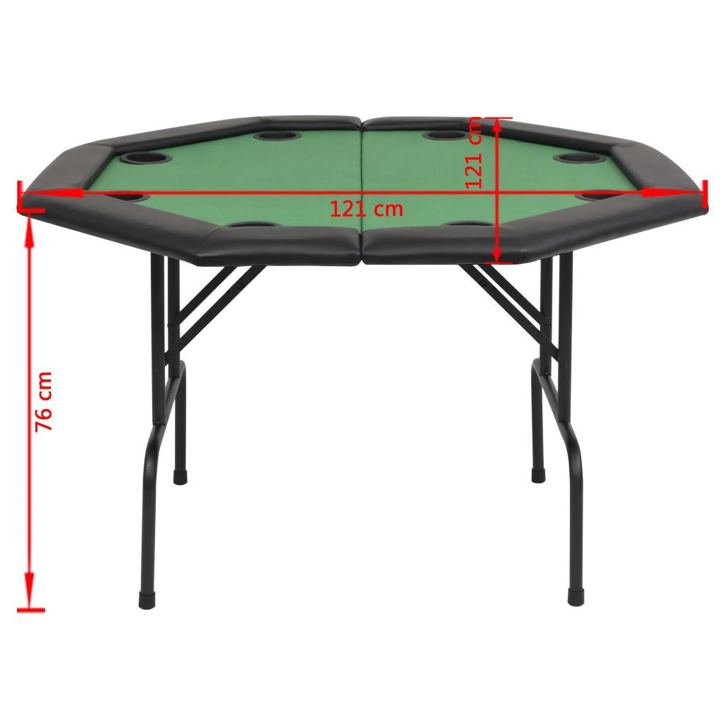 8-Player Folding Poker Table 2 Fold Octagonal Green