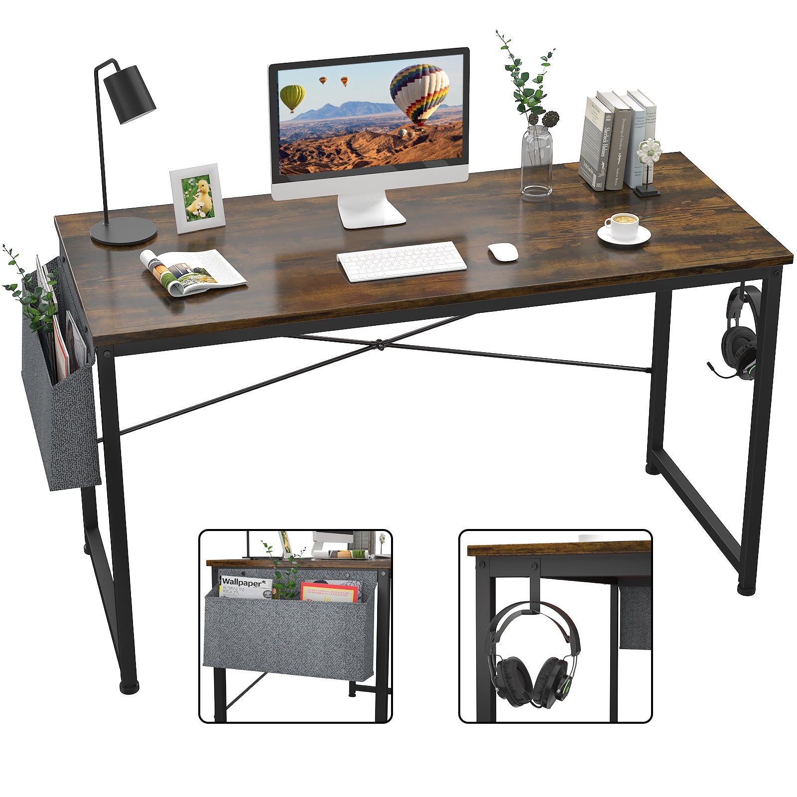 Free shipping Computer Desk 47 inch Home Office Writing Study Desk, Modern Simple Style Laptop Table with Storage Bag multicolor