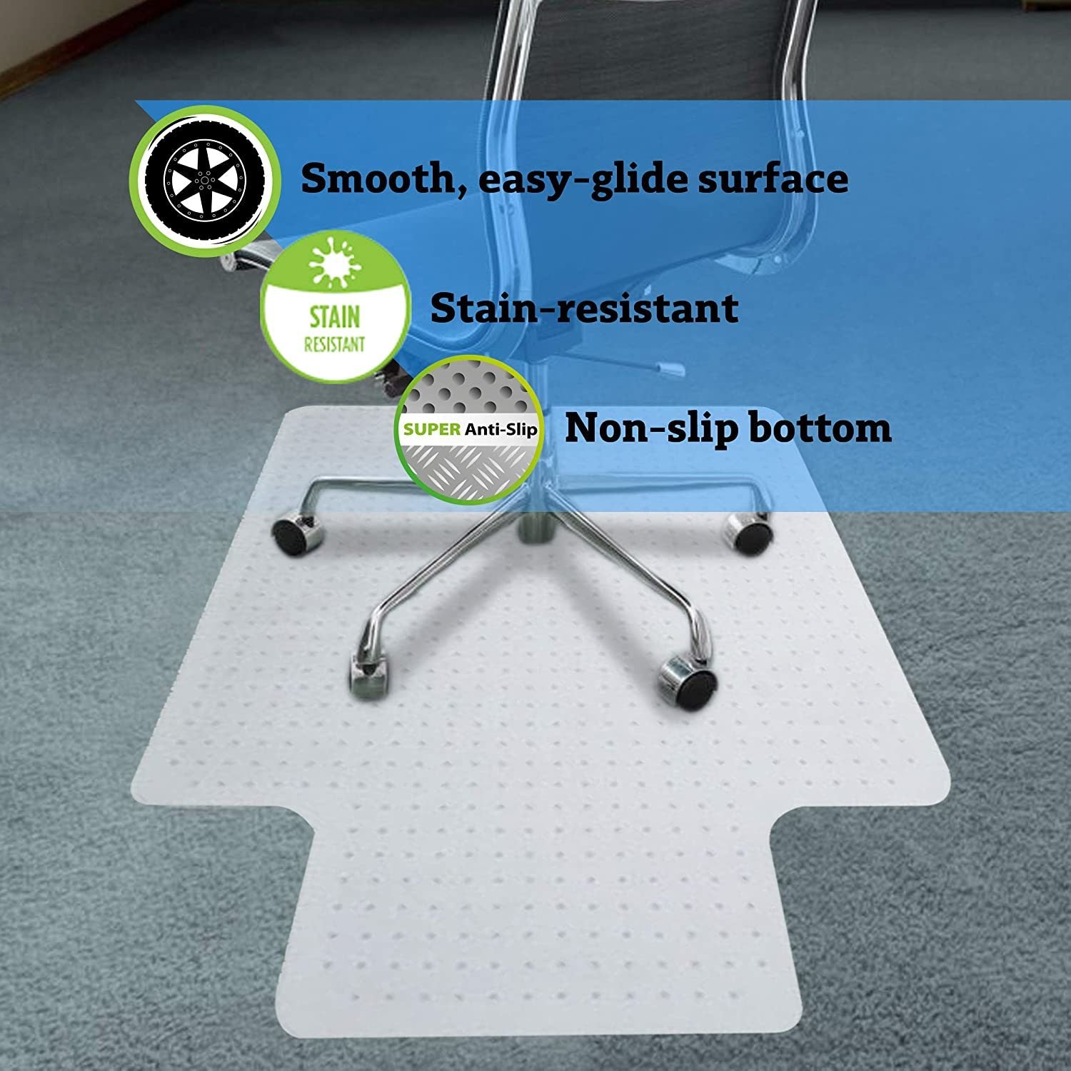 Home Office Chair Mat for Carpet Floor Protection Under Executive Computer Desk
