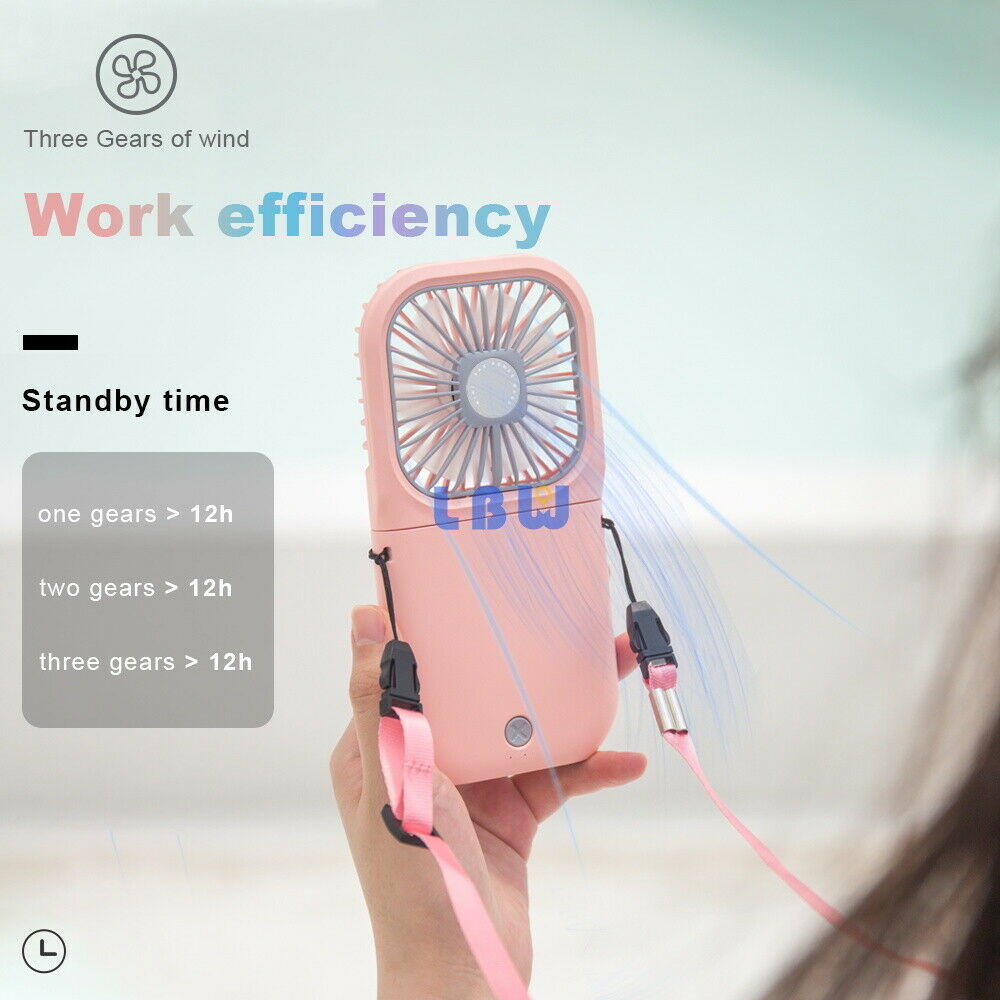 Free shipping 3000mAh Portable USB Rechargeable Hands-free Hanging Neck Folding Mini Fan for Office Dormitory Outdoor Sports Travel Cooler 3 Gears Adjustable Handheld Air Conditioner Summer Cooling