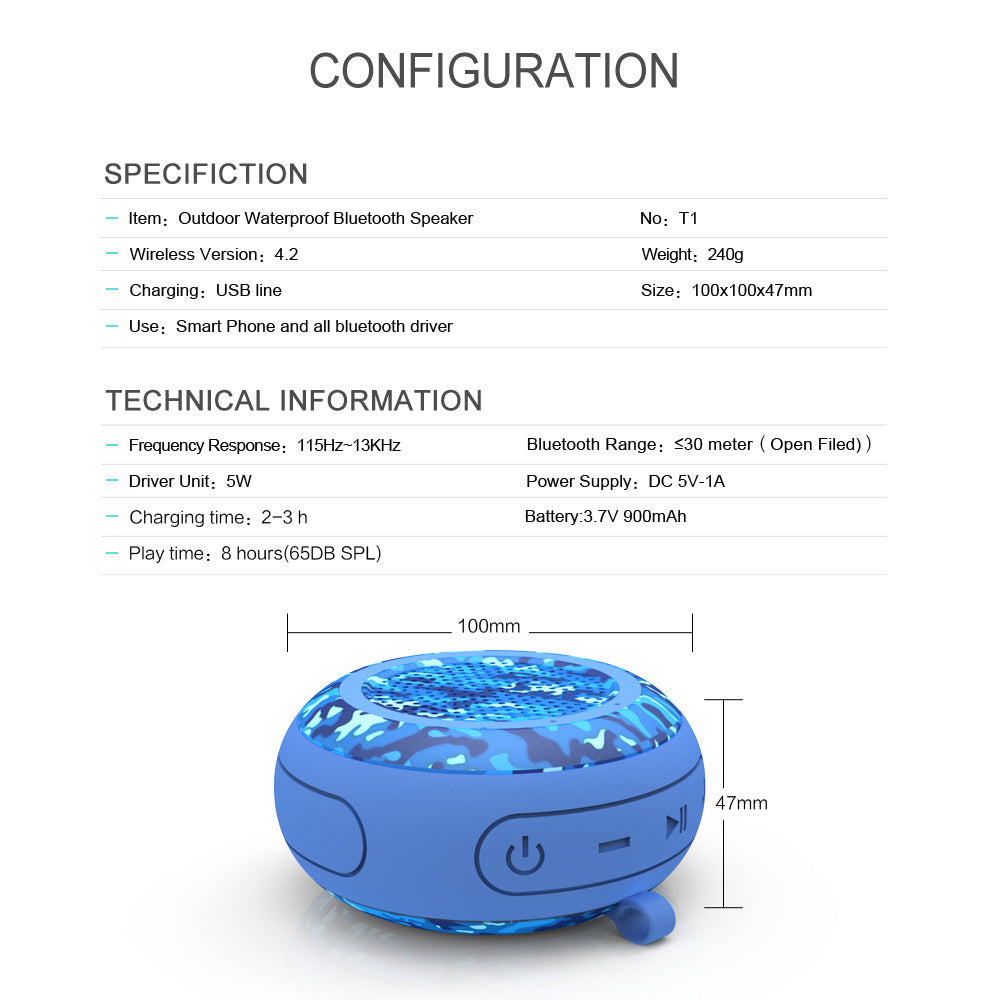 Cyboris Ipx7 Waterproof Outdoor Bluetooth Speaker Swimming Pool Floating Portable Mini Speakers Wireless 5W With Microphone & Tws for Beach, Bathroom, Home, Shower