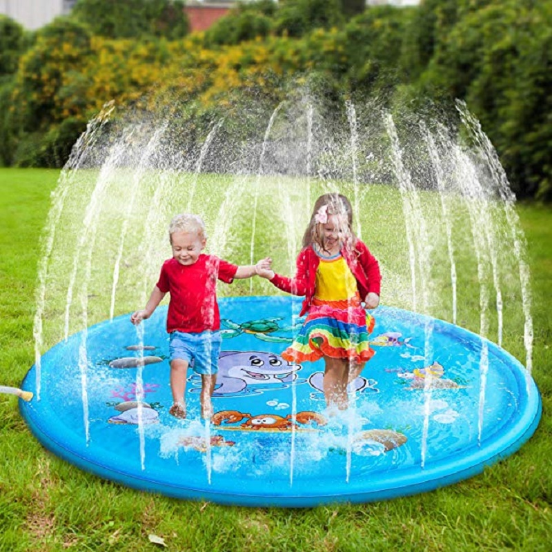 Outdoor Splash Pad 68 inch Sprinkler Play Mat for Baby Toddlers Kiddie Kids Dogs Outdoor Summer Inflatable Spray Water Toys