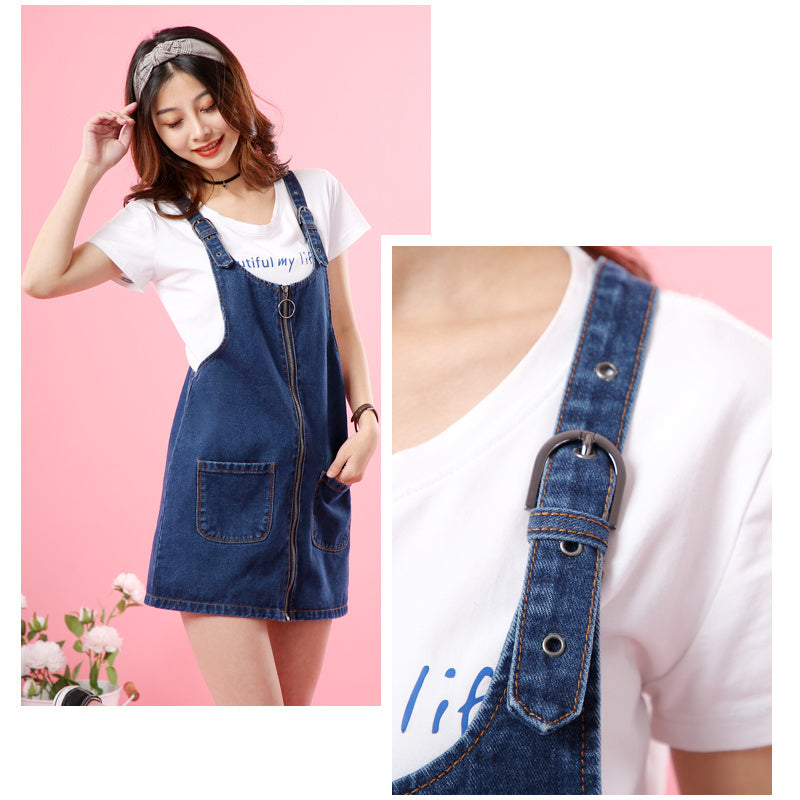 pretty fashion polyester blue denim dress women summer short dress