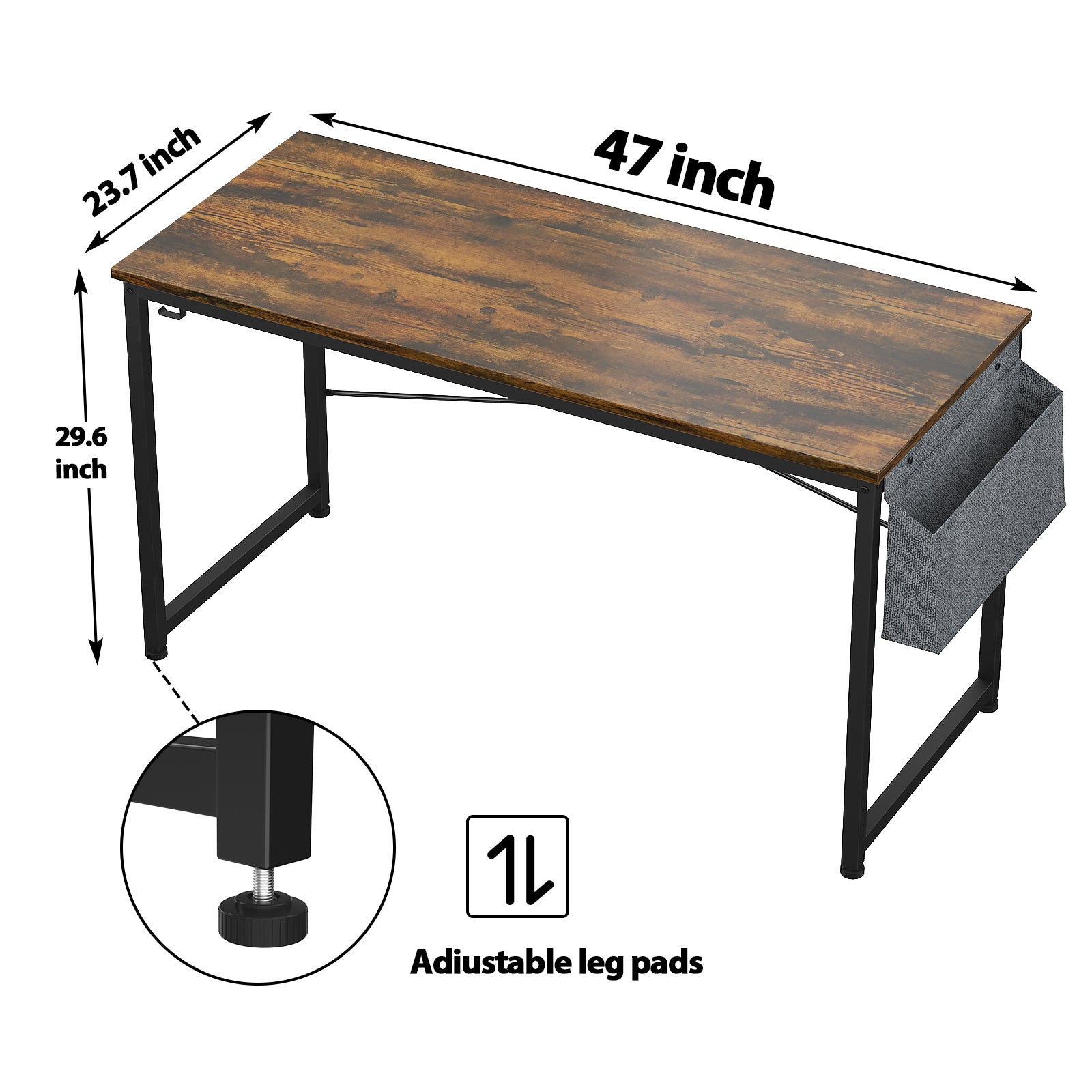 Free shipping Computer Desk 47 inch Home Office Writing Study Desk, Modern Simple Style Laptop Table with Storage Bag multicolor