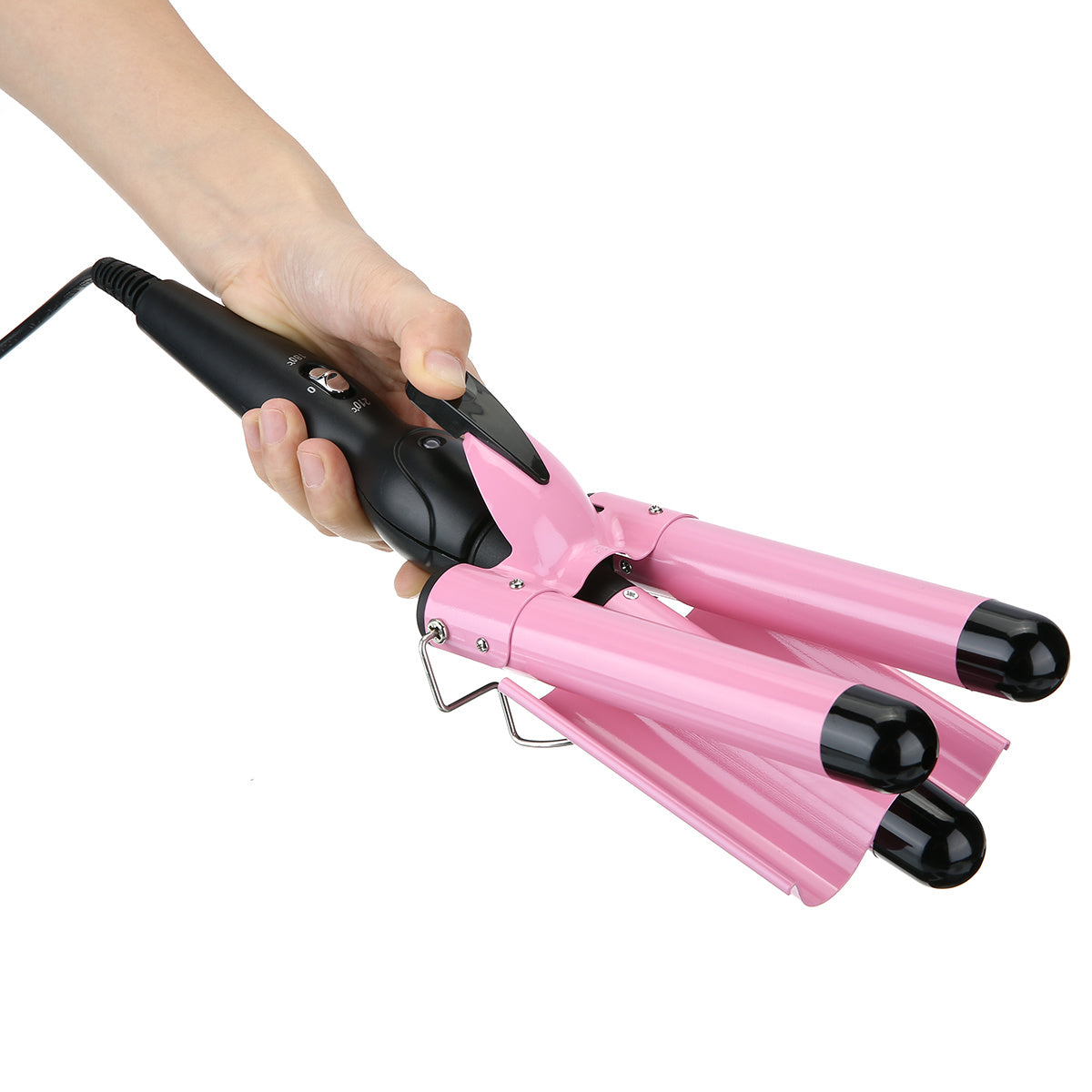 Free shipping 28MM Triple 3 Barrel Ceramic Hair Crimper Iron Salon Styler Curling Curler Waver YJ