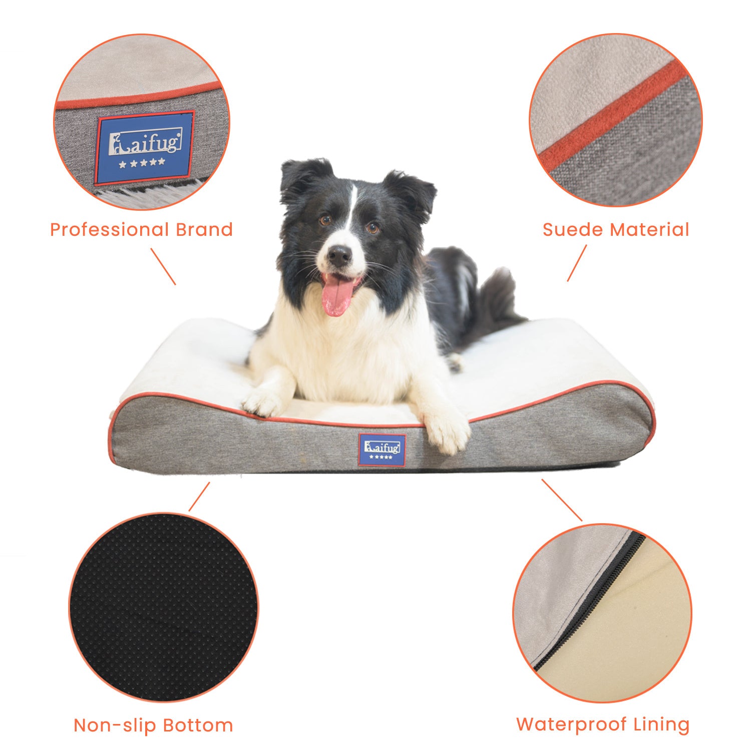 Orthopedic Foam Mattress Dog Bed Contour Bed with Removable Washable Cover and Waterproof Liner Nonskid Bottom - Friendly Design Ideal for Crate or Kennel