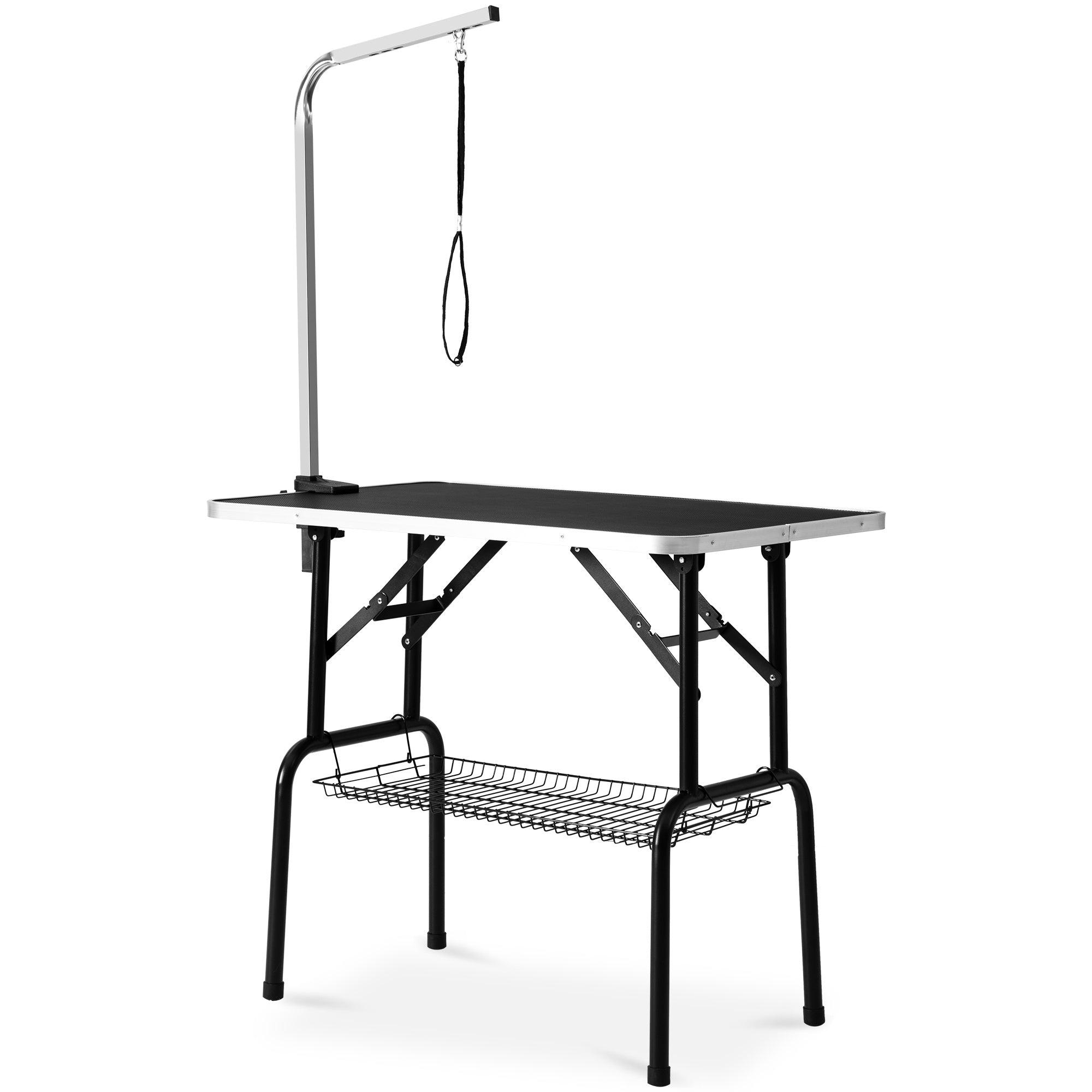 Free shipping Dog/cat grooming table adjustable height -32 "dry table with double loop/mesh tray, up to 220 LBS black