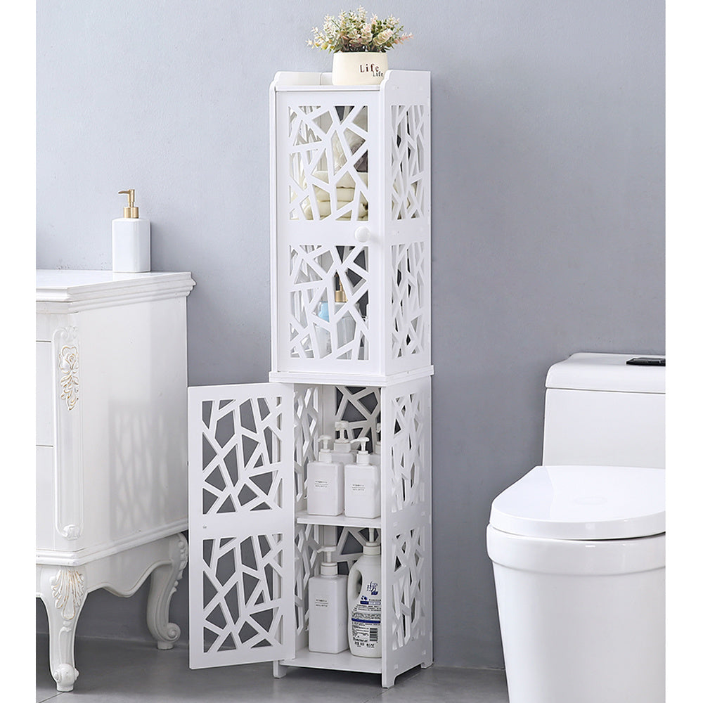 PVC Furniture, Bathroom Shelf, Layered Structure From Top to Bottom, Double Doors (28*28*120cm) RT