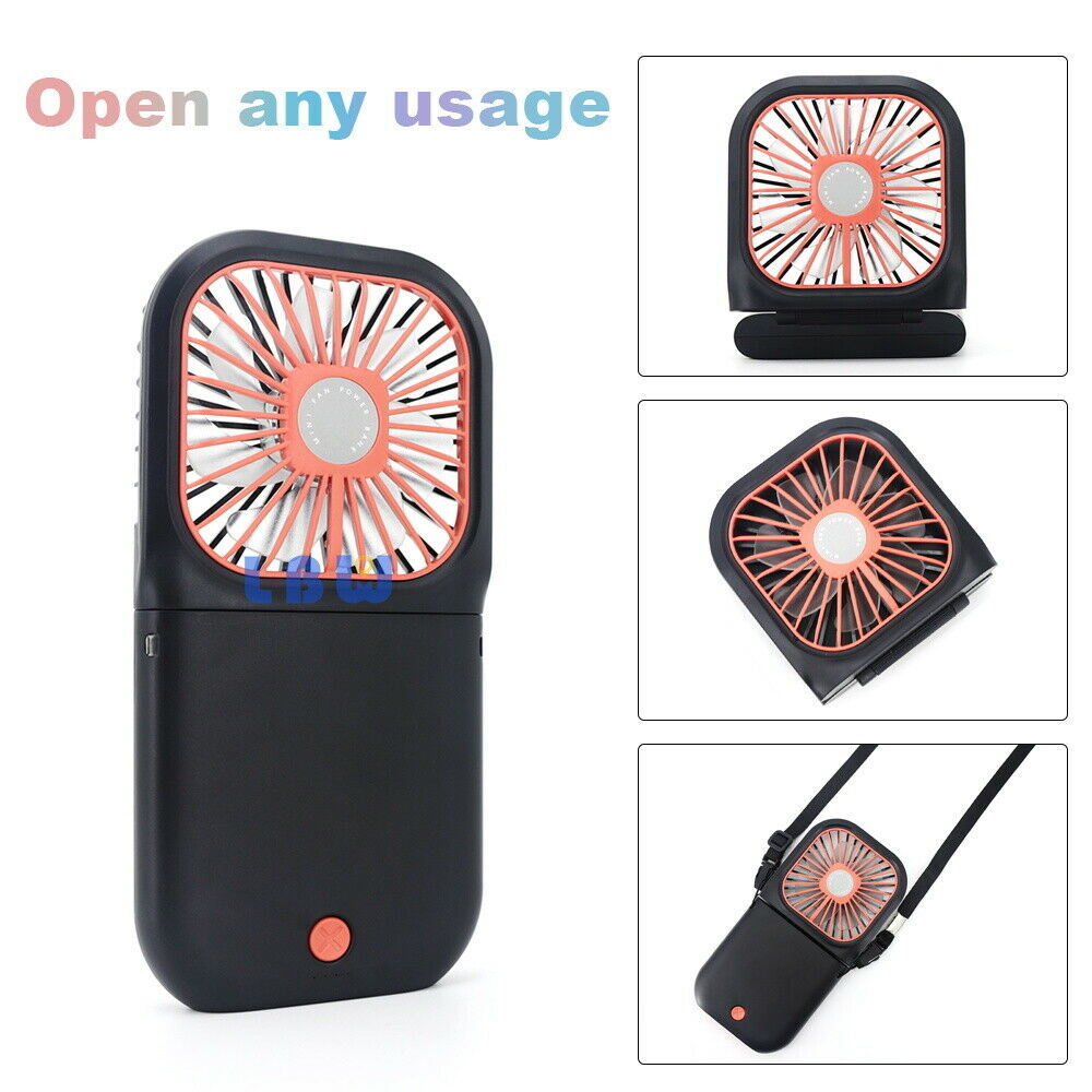 Free shipping 3000mAh Portable USB Rechargeable Hands-free Hanging Neck Folding Mini Fan for Office Dormitory Outdoor Sports Travel Cooler 3 Gears Adjustable Handheld Air Conditioner Summer Cooling