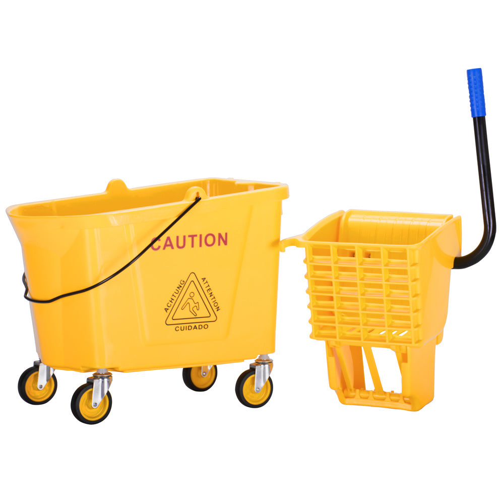 Wavebrake Mopping System Bucket and Side-Press Wringer Combo, 36L 34Quart 9.5Gallon Yellow RT