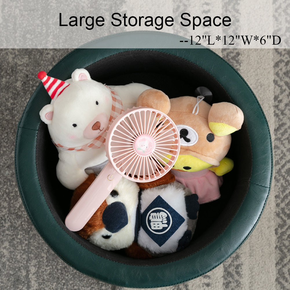 CoVibrant Velvet Vanity Stool with Storage and Tray Mid Century Small Round Ottoman for Bedroom Makeup Desk Living Room