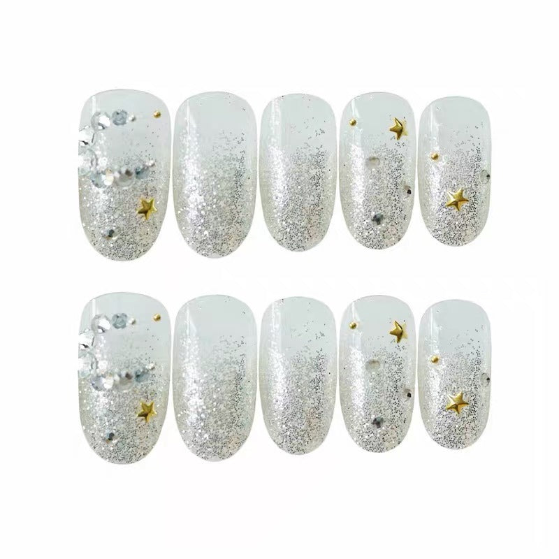 moon & star design handmade press on/fake nails/