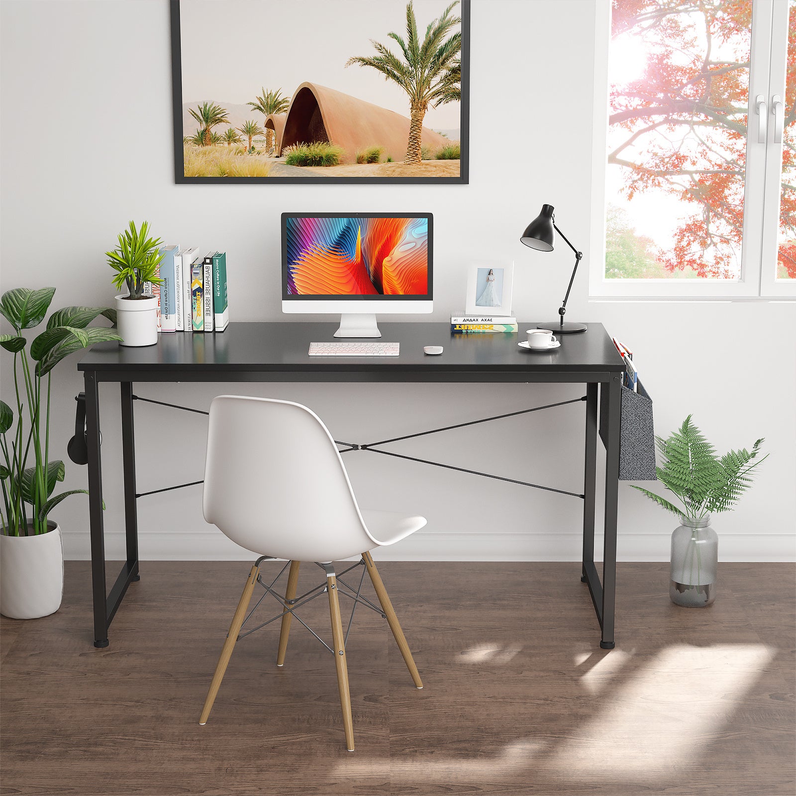 Free shipping Computer Desk 47 inch Home Office Writing Study Desk, Modern Simple Style Laptop Table with Storage Bag multicolor