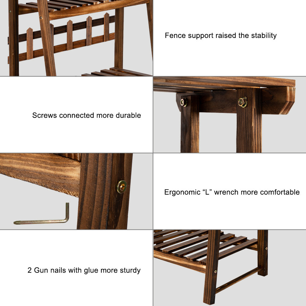 3 Tier Wooden Plant Stand Bonsai Display Flower Shelf Outdoor Indoor Home Garden