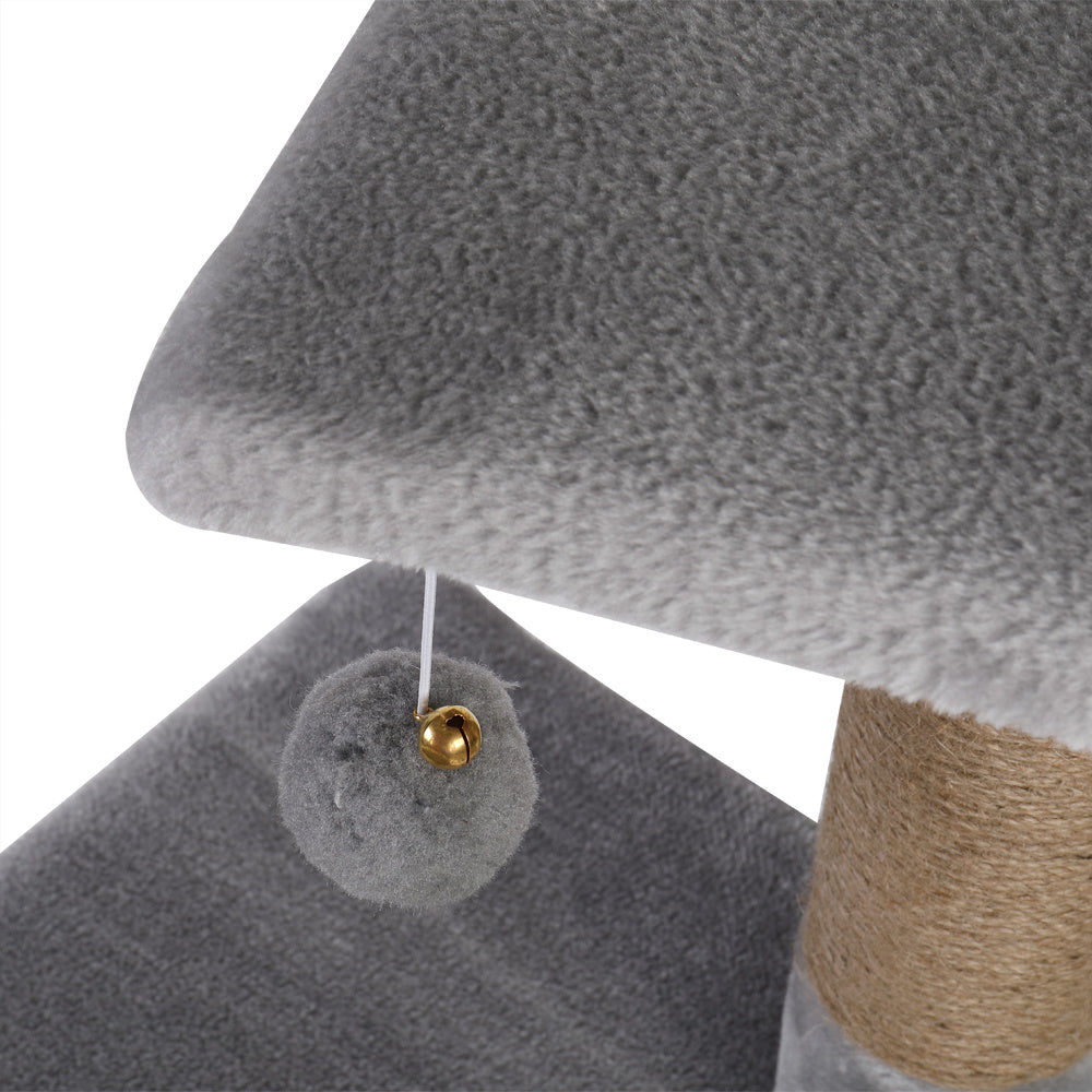 39" Cat Tree Tower with Plush Condos, Scratching Post, Toy, Light Grey YF