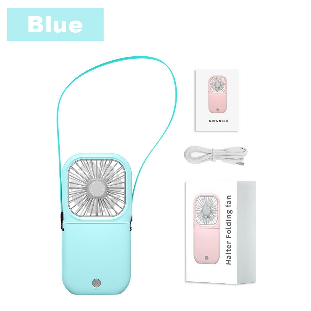 Free shipping 3000mAh Portable USB Rechargeable Hands-free Hanging Neck Folding Mini Fan for Office Dormitory Outdoor Sports Travel Cooler 3 Gears Adjustable Handheld Air Conditioner Summer Cooling