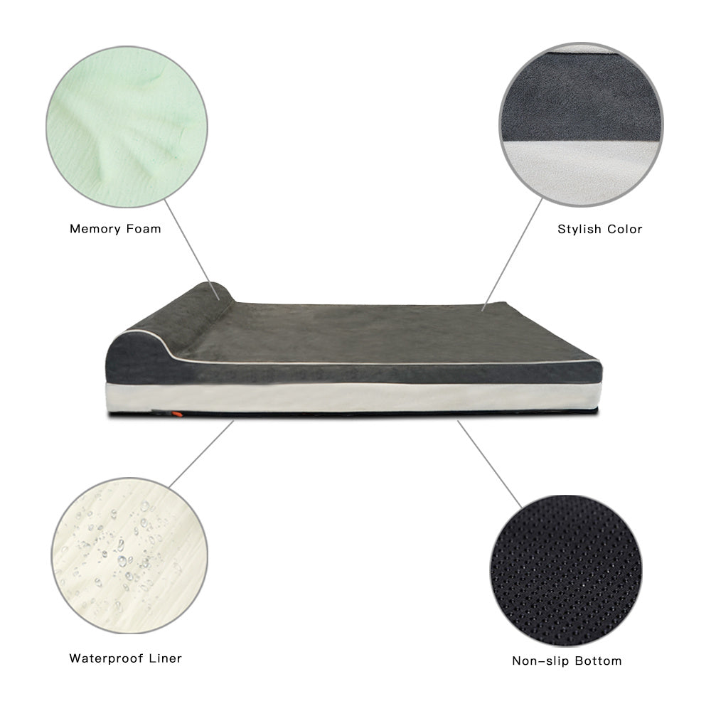 Orthopedic Memory Foam Dog Bed with Pillow and Durable Water Proof Liner & Removable Washable Cover & Smart Design, Extra Large