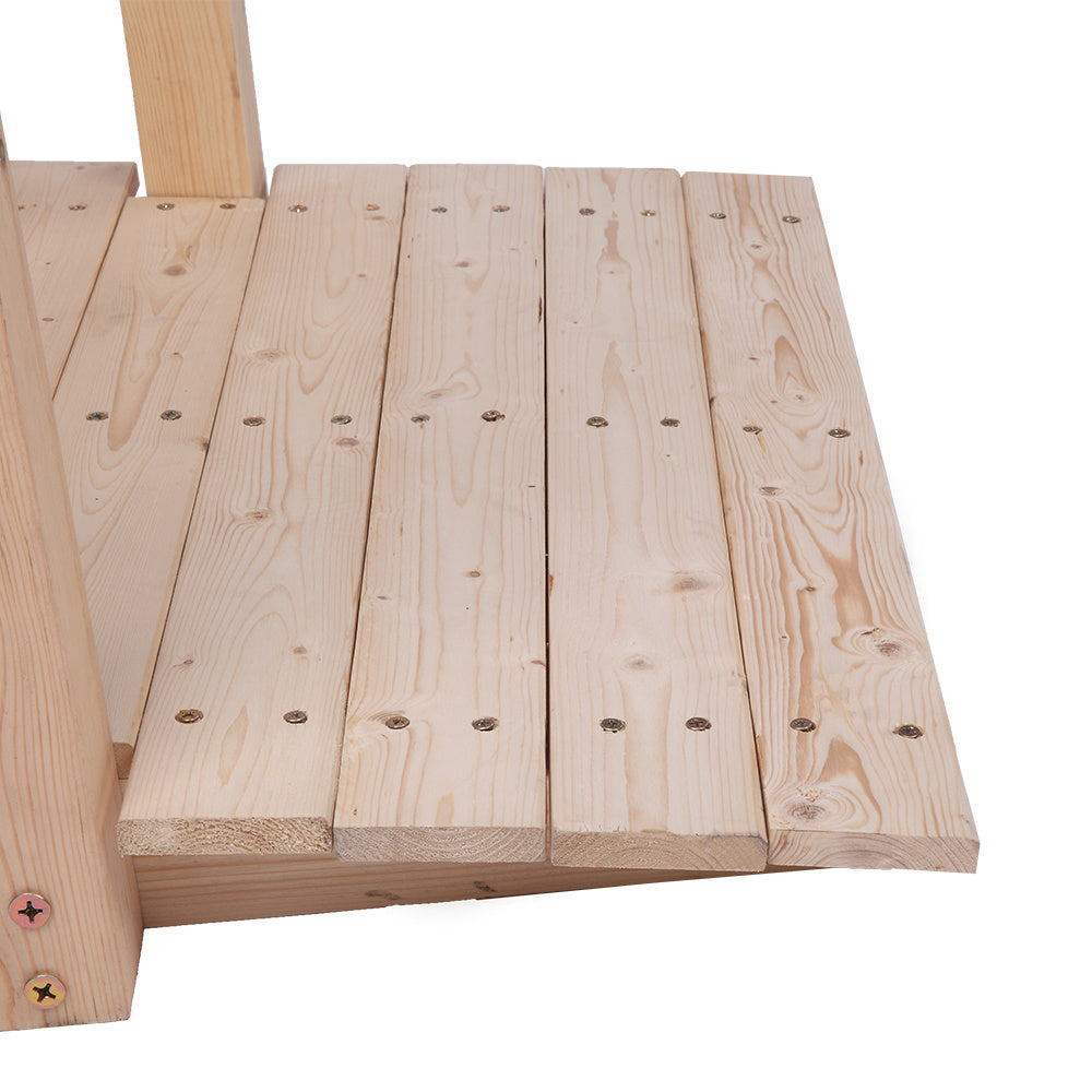 Free shipping Garden Bridge, Classic Wooden Arch with Safety Rails Natural Finished Footbridge, Decorative Pond Landscaping, Backyard Creek or Farm YJ